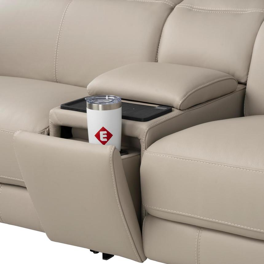 Luke 2.0 Taupe Leather Power Reclining Sectional with 7PCS/3PWR  alternate image, 8 of 11 images.