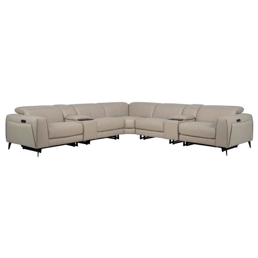 Luke 2.0 Taupe Leather Power Reclining Sectional with 7PCS/3PWR main image, 1 of 11 images.