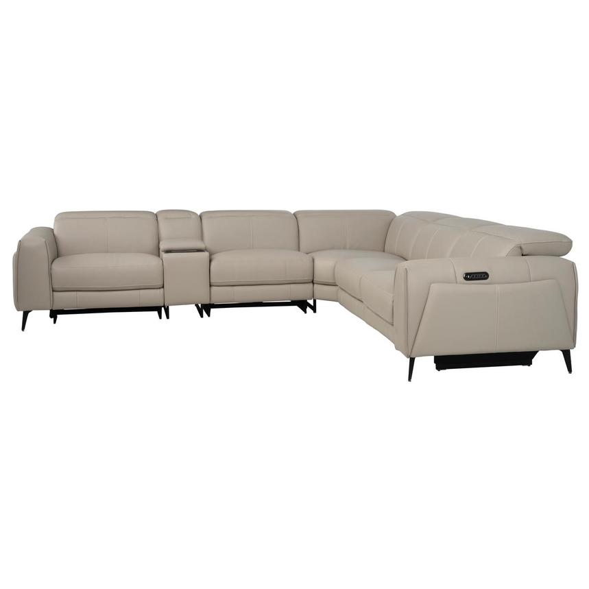 Luke 2.0 Taupe Leather Power Reclining Sectional with 6PCS/3PWR alternate image, 3 of 11 images.