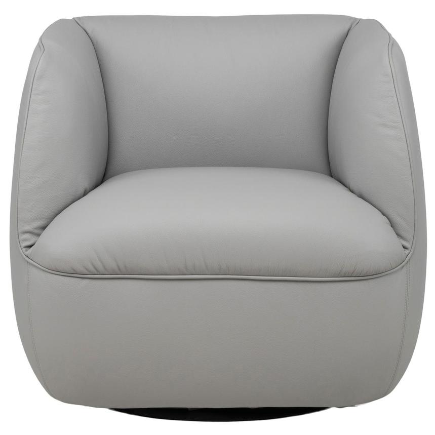 Aria Light Gray Leather Accent Chair  alternate image, 2 of 7 images.