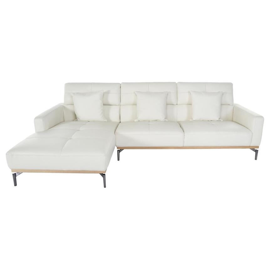 Nate White Leather Corner Sofa w/Left Chaise alternate image, 3 of 7 images.