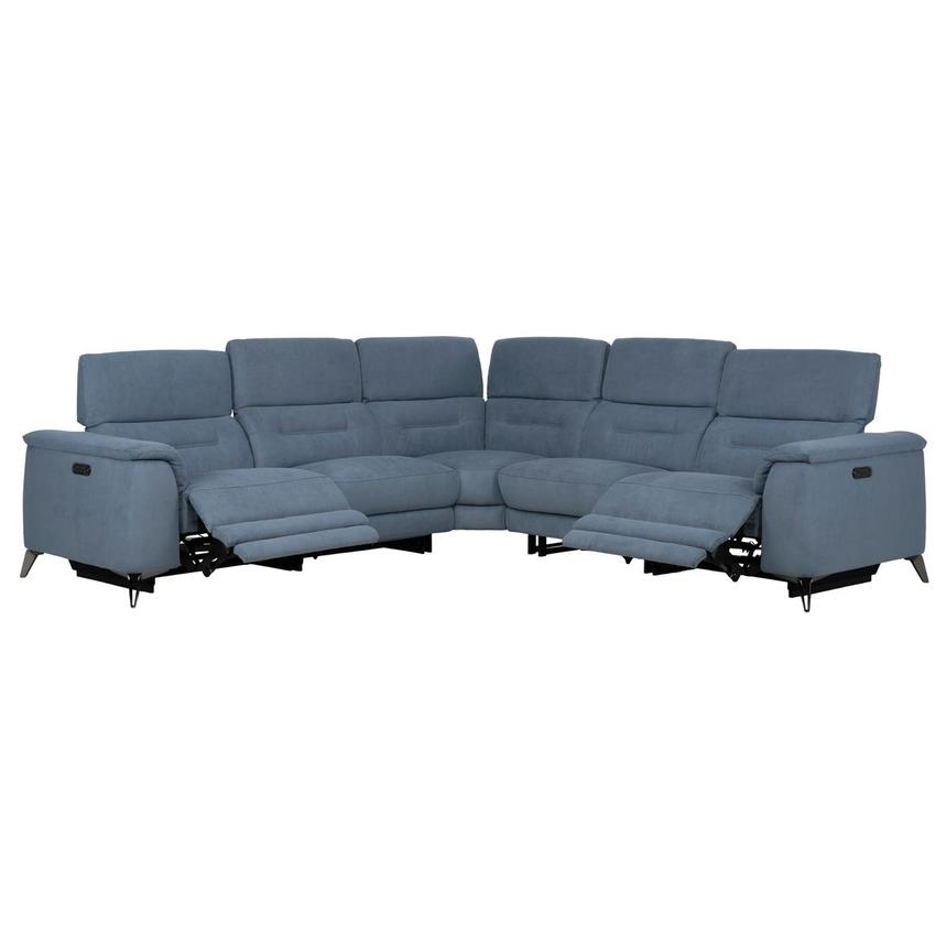 Claribel II Light Blue Power Reclining Sectional with 5PCS/2PWR  alternate image, 2 of 10 images.