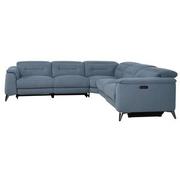 Claribel II Light Blue Power Reclining Sectional with 5PCS/3PWR  alternate image, 3 of 10 images.