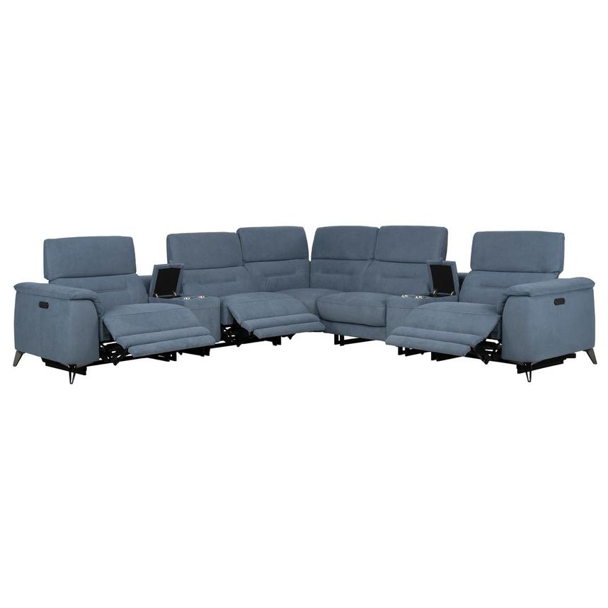 Claribel II Light Blue Power Reclining Sectional  alternate image, 2 of 13 images.