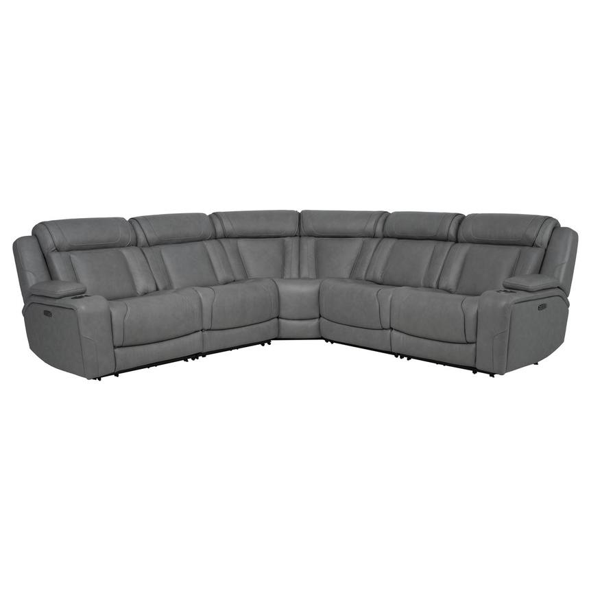 Odyssey Cobalt 5PCS/3PWR Leather Power Reclining Sectional  alternate image, 2 of 16 images.