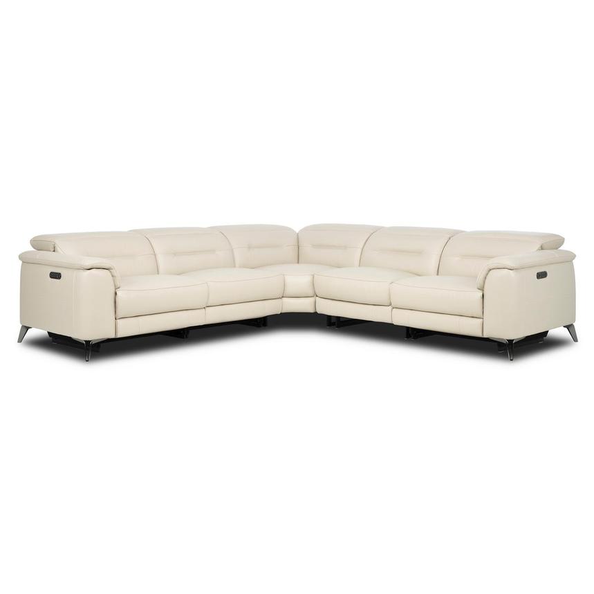 Anabel Cream 2.0 Leather Power Reclining Sectional with 5PCS/2PWR main image, 1 of 4 images.