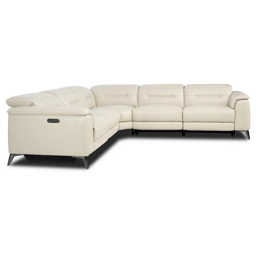 Anabel Cream 2.0 Leather Power Reclining Sectional with 5PCS/3PWR alternate image, 3 of 4 images.