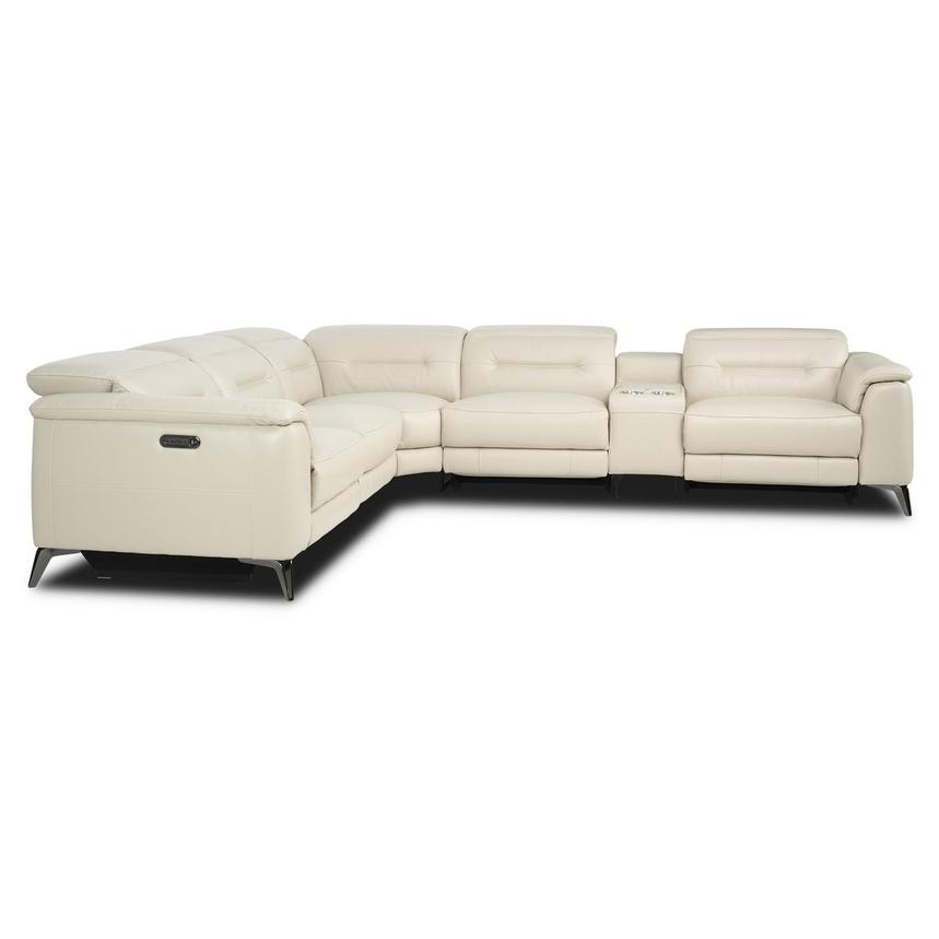 Anabel Cream 2.0 Leather Power Reclining Sectional with 6PCS/2PWR  alternate image, 3 of 4 images.