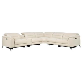 Anabel Cream 2.0 Leather Power Reclining Sectional with 6PCS/2PWR
