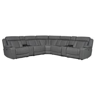 Cobalt 7PCS/3PWR Leather Power Reclining Sectional w/Beverage Cooler