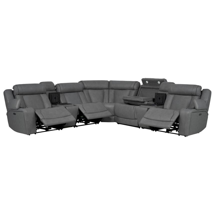 Odyssey Cobalt 7PCS/3PWR Leather Power Reclining Sectional w/Beverage Cooler  alternate image, 2 of 18 images.
