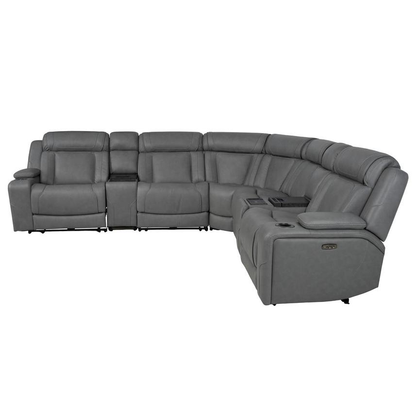 Odyssey Cobalt 7PCS/3PWR Leather Power Reclining Sectional w/Beverage Cooler alternate image, 5 of 20 images.