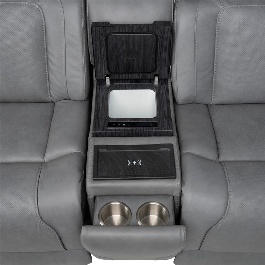 Odyssey Cobalt 7PCS/3PWR Leather Power Reclining Sectional w/Beverage Cooler  alternate image, 7 of 18 images.