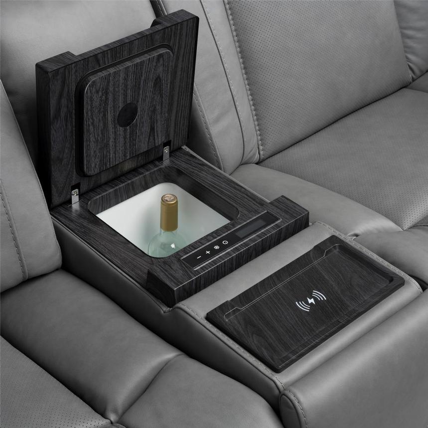 Odyssey Cobalt 7PCS/3PWR Leather Power Reclining Sectional w/Beverage Cooler alternate image, 10 of 20 images.