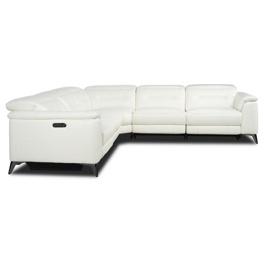 Anabel White 2.0 Leather Power Reclining Sectional with 5PCS/2PWR  alternate image, 3 of 10 images.