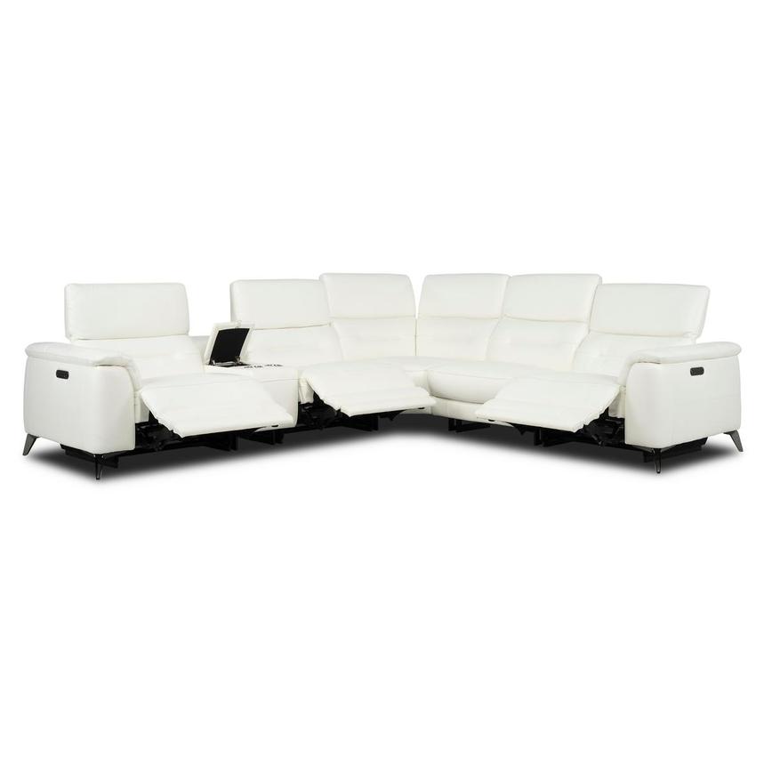 Anabel White 2.0 Leather Power Reclining Sectional with 6PCS/3PWR  alternate image, 2 of 12 images.