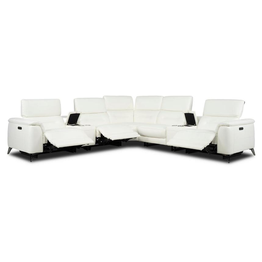 Anabel White 2.0 Leather Power Reclining Sectional with 7PCS/3PWR  alternate image, 2 of 13 images.