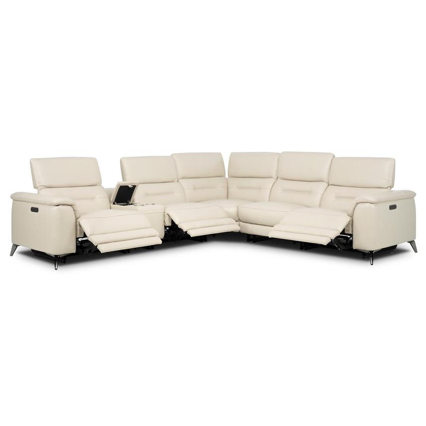 Anabel Cream 2.0 Leather Power Reclining Sectional with 6PCS/3PWR  alternate image, 2 of 2 images.