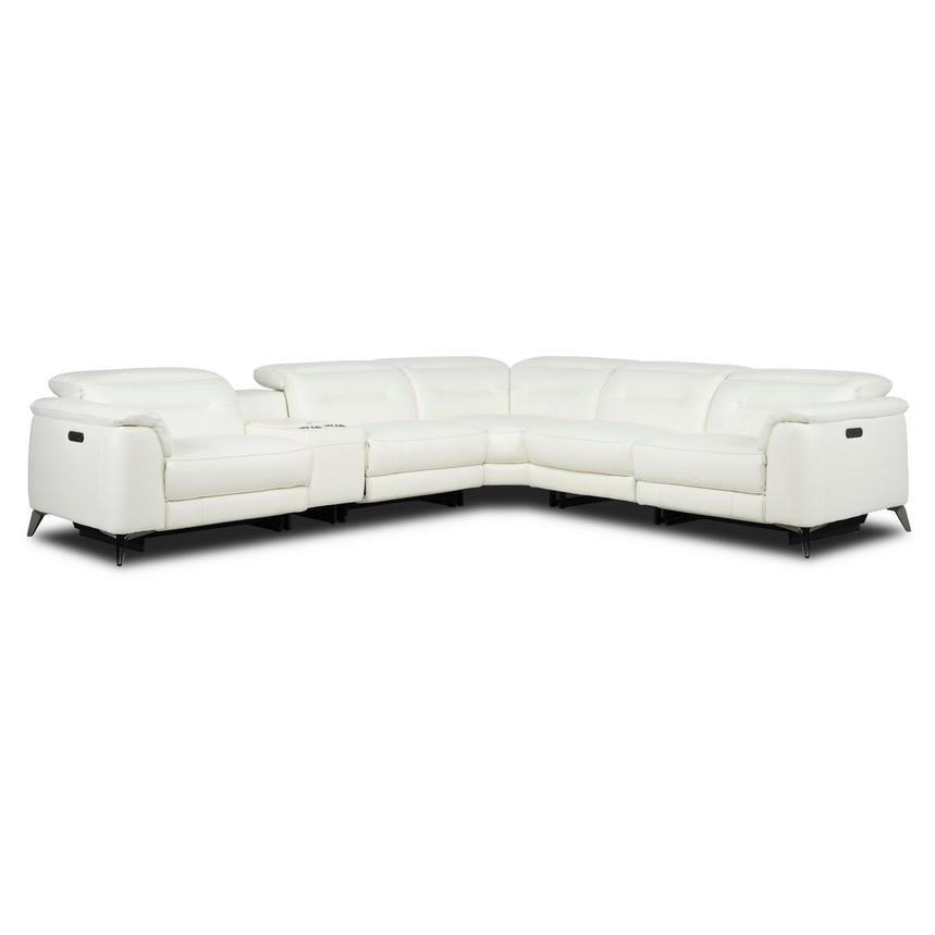 Anabel White 2.0 Leather Power Reclining Sectional with 6PCS/3PWR main image, 1 of 12 images.