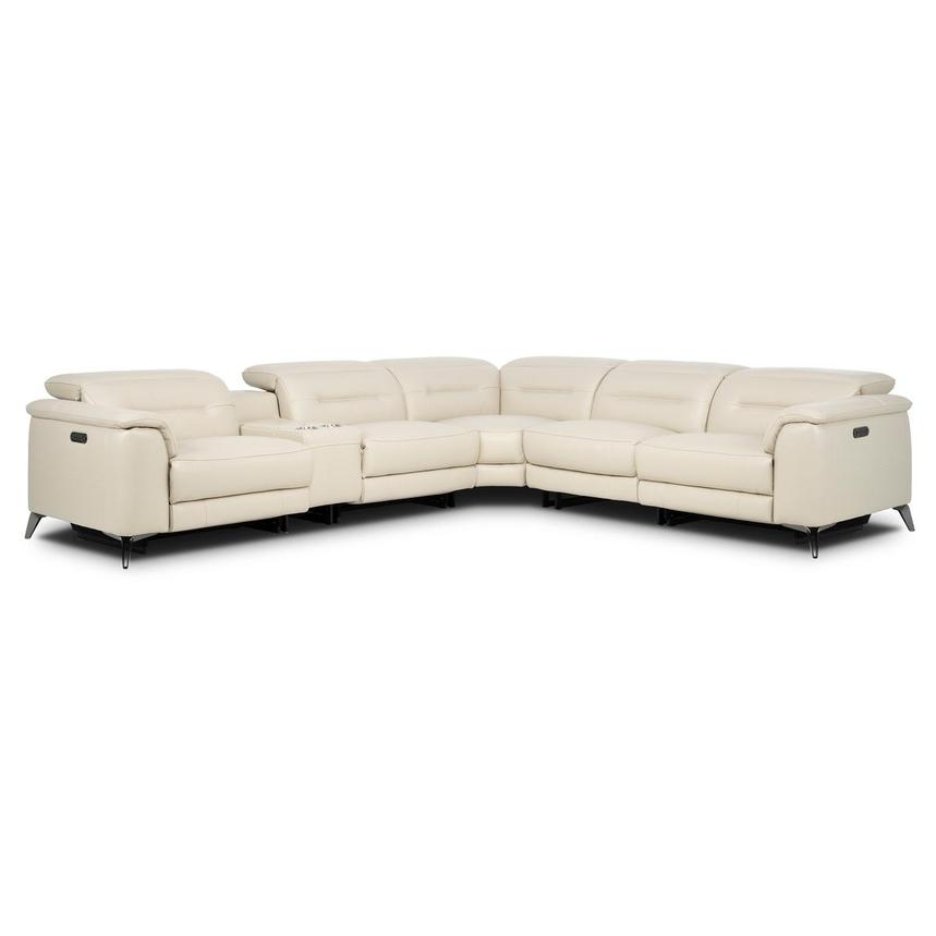 Anabel Cream 2.0 Leather Power Reclining Sectional with 6PCS/3PWR main image, 1 of 4 images.