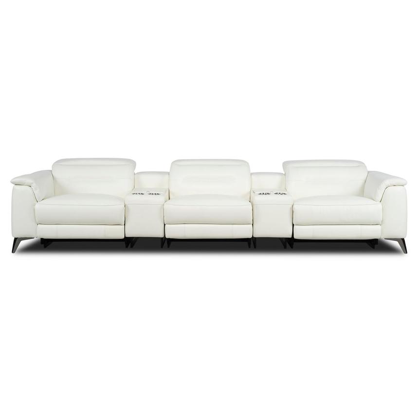 Anabel White 2.0 Home Theater Leather Seating with 5PCS/3PWR main image, 1 of 12 images.