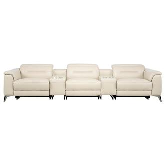 Anabel Cream 2.0 Home Theater Leather Seating with 5PCS/2PWR
