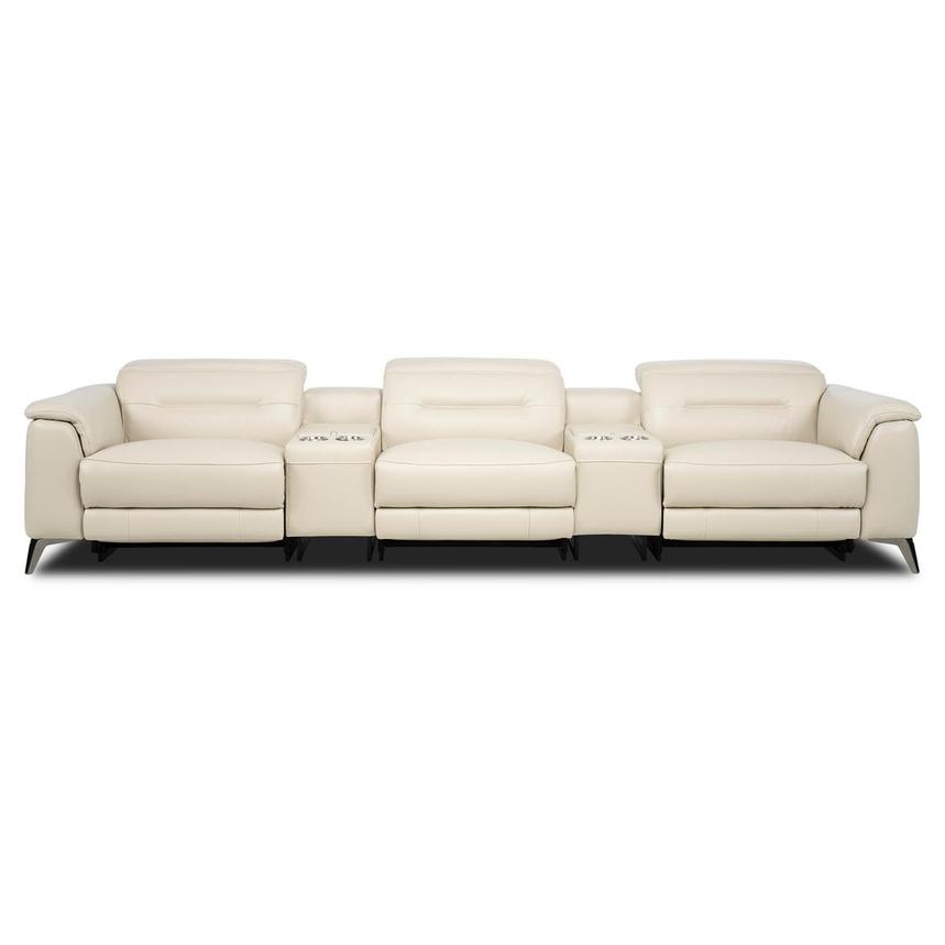Anabel Cream 2.0 Home Theater Leather Seating with 5PCS/3PWR main image, 1 of 3 images.