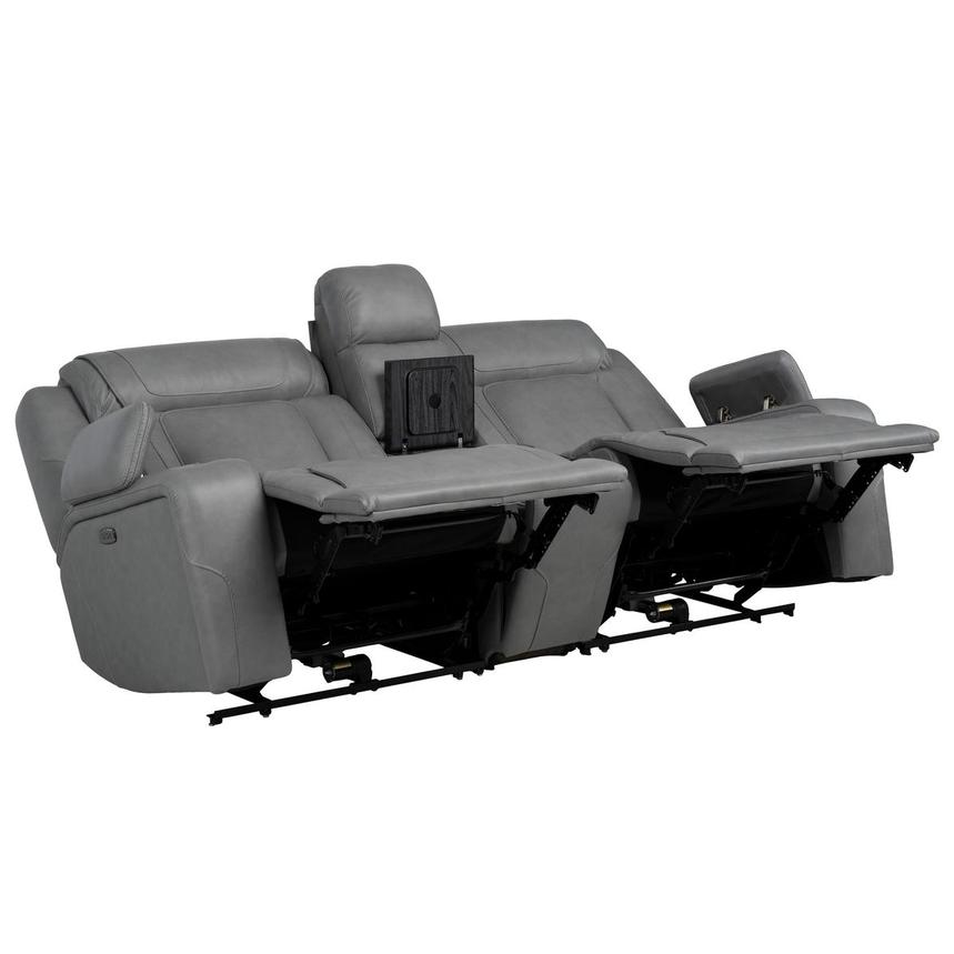 Odyssey Cobalt Leather Reclining Sofa w/Beverage Cooler  alternate image, 4 of 15 images.