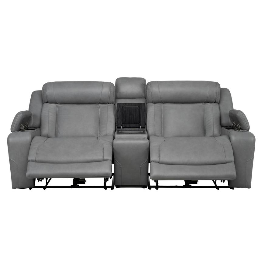Odyssey Cobalt Leather Reclining Sofa w/Beverage Cooler  alternate image, 2 of 15 images.