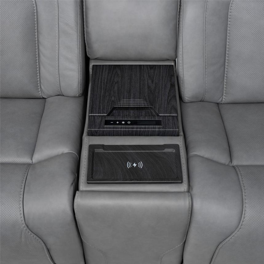 Odyssey Cobalt Leather Reclining Sofa w/Beverage Cooler  alternate image, 7 of 16 images.