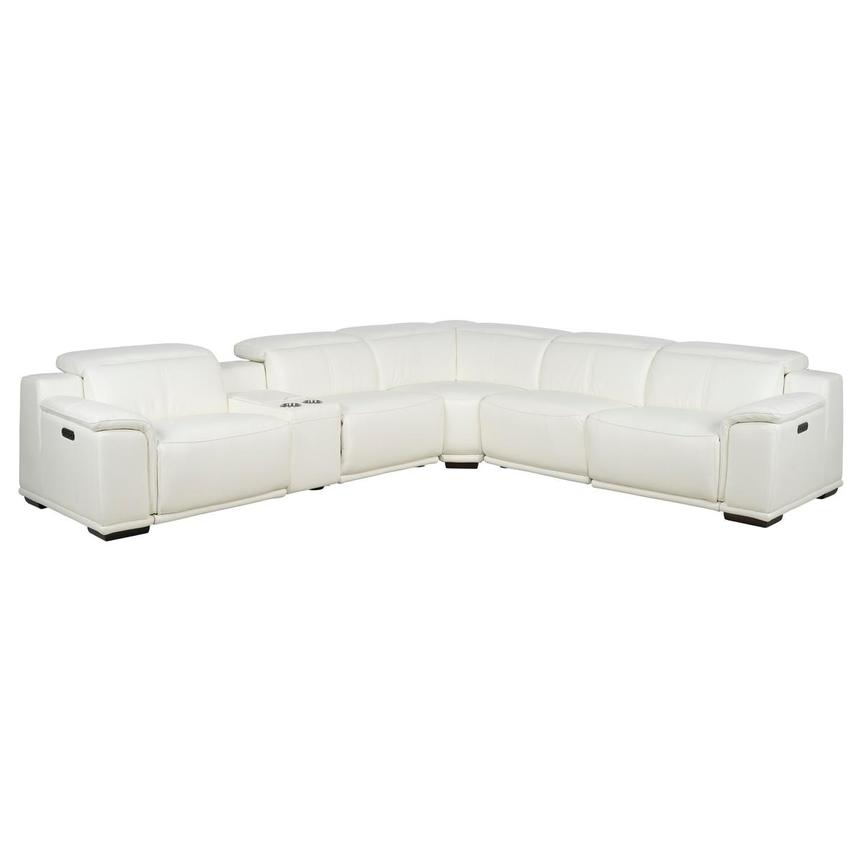 Davis 2.0 White Leather Power Reclining Sectional with 6PCS/3PWR main image, 1 of 13 images.