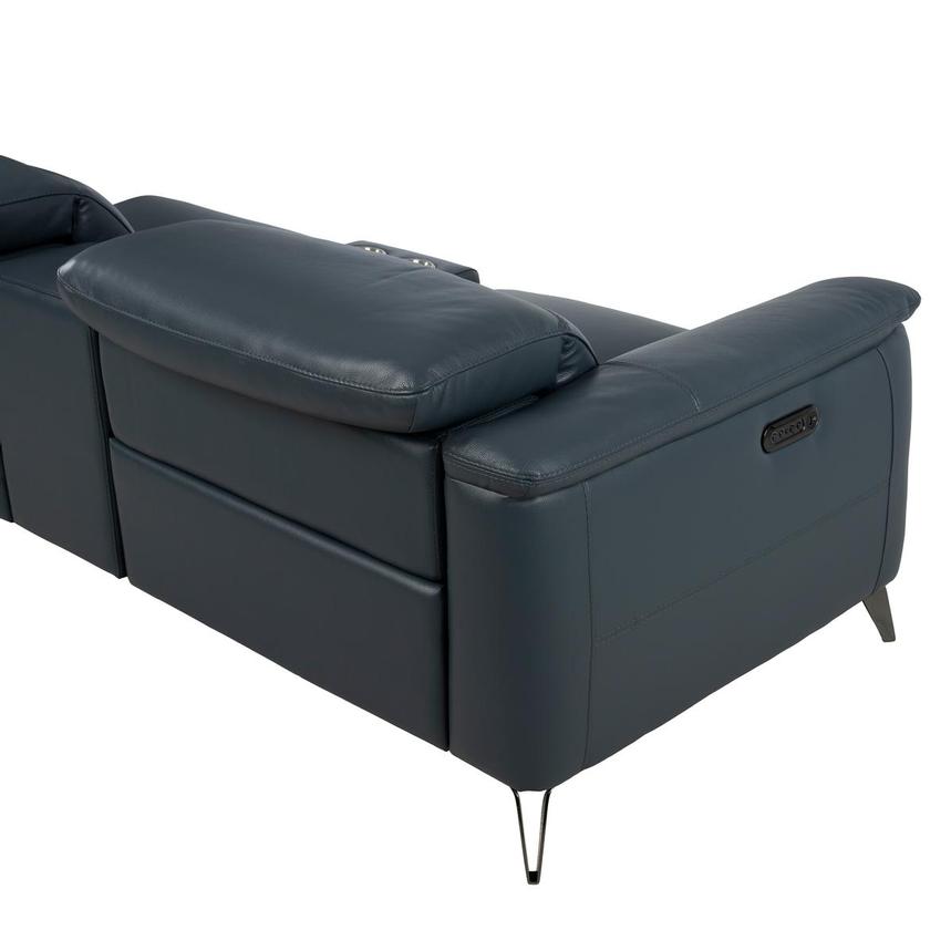 Anabel 2.0 Blue Leather Power Reclining Sectional with 5PCS/3PWR  alternate image, 3 of 9 images.