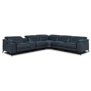 Anabel 2.0 Blue Leather Power Reclining Sectional with 6PCS/3PWR  main image, 1 of 13 images.