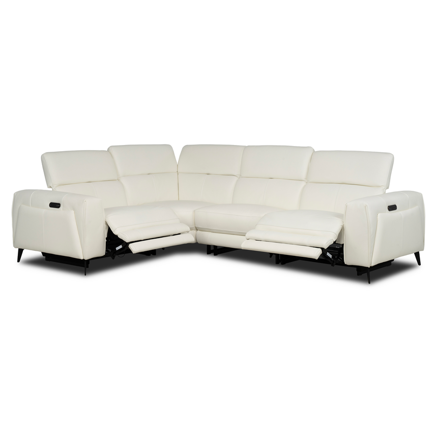 Luke 2.0 White Leather Power Reclining Sectional with 4PCS/2PWR  alternate image, 2 of 10 images.