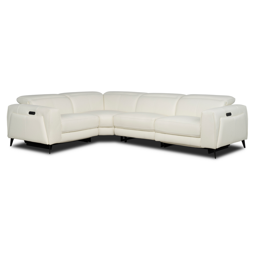 Luke 2.0 White Leather Power Reclining Sectional with 4PCS/2PWR  main image, 1 of 10 images.