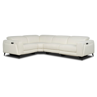 Luke 2.0 White Leather Power Reclining Sectional with 4PCS/2PWR