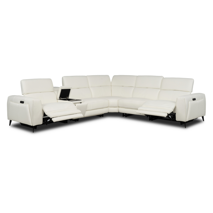 Luke 2.0 White Leather Power Reclining Sectional with 6PCS/2PWR  alternate image, 2 of 12 images.