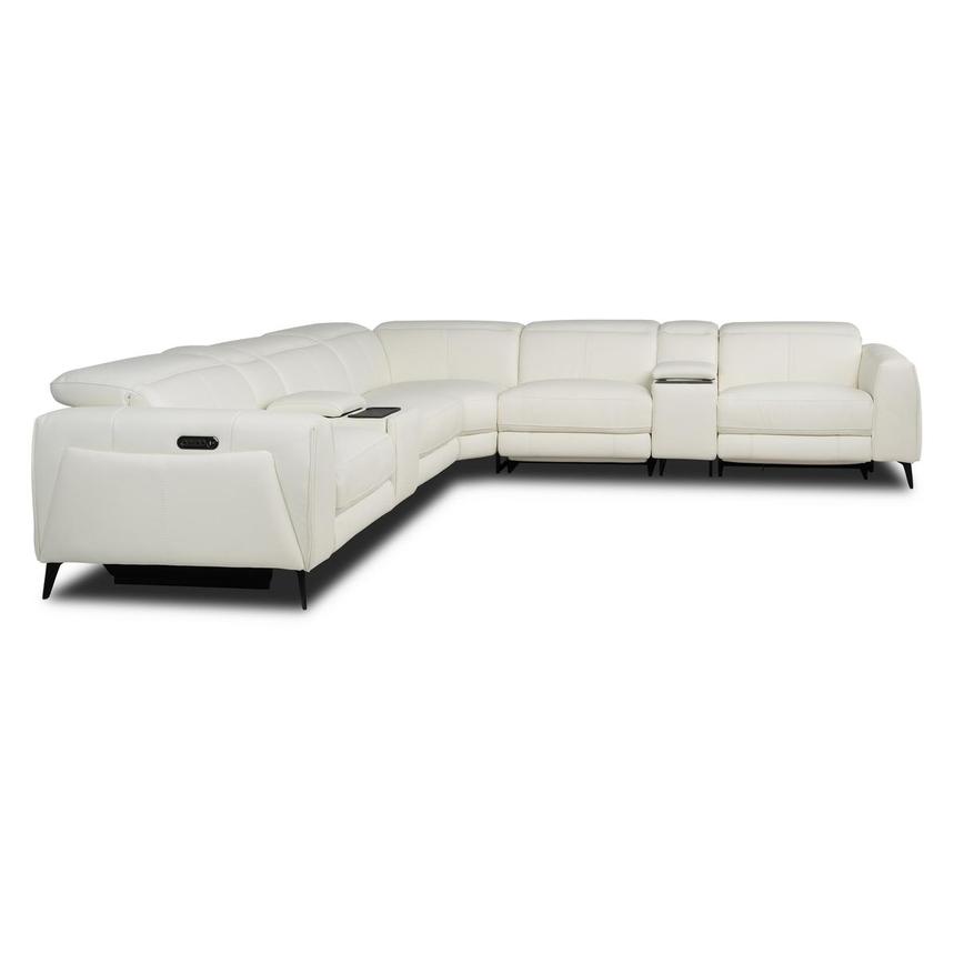 Luke 2.0 White Leather Power Reclining Sectional with 7PCS/3PWR  alternate image, 3 of 9 images.