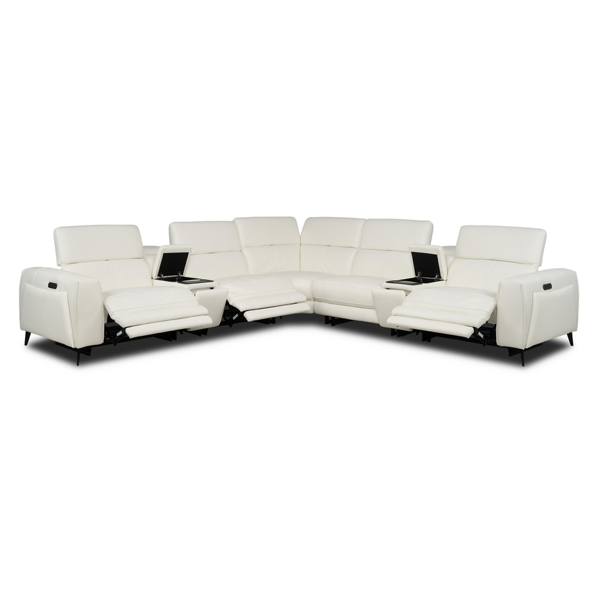 Luke 2.0 White Leather Power Reclining Sectional with 7PCS/3PWR  alternate image, 2 of 9 images.