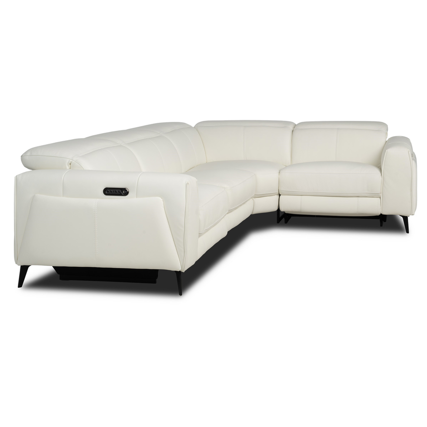 Luke 2.0 White Leather Power Reclining Sectional with 4PCS/2PWR alternate image, 3 of 10 images.