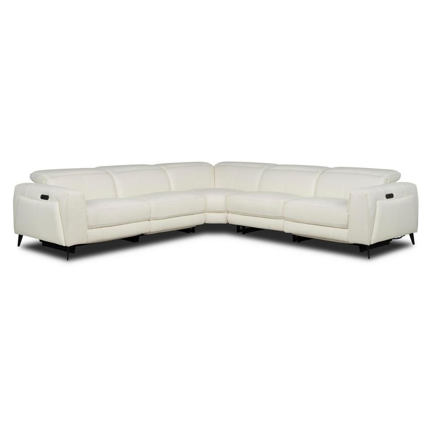 Luke 2.0 White Leather Power Reclining Sectional with 5PCS/3PWR main image, 1 of 9 images.