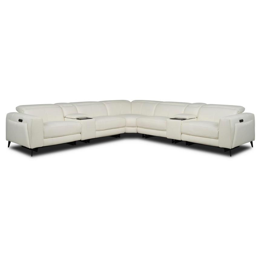 Luke 2.0 White Leather Power Reclining Sectional with 7PCS/3PWR main image, 1 of 9 images.