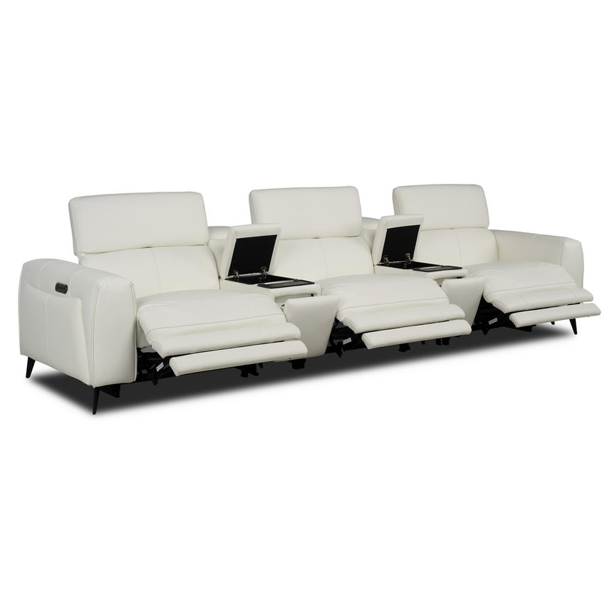 Luke 2.0 White Home Theater Leather Seating w/3PWR alternate image, 3 of 11 images.