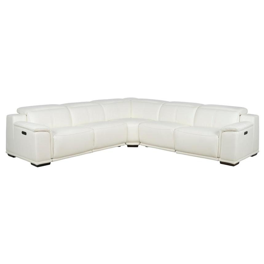 Davis 2.0 White Leather Power Reclining Sectional with 5PCS/2PWR