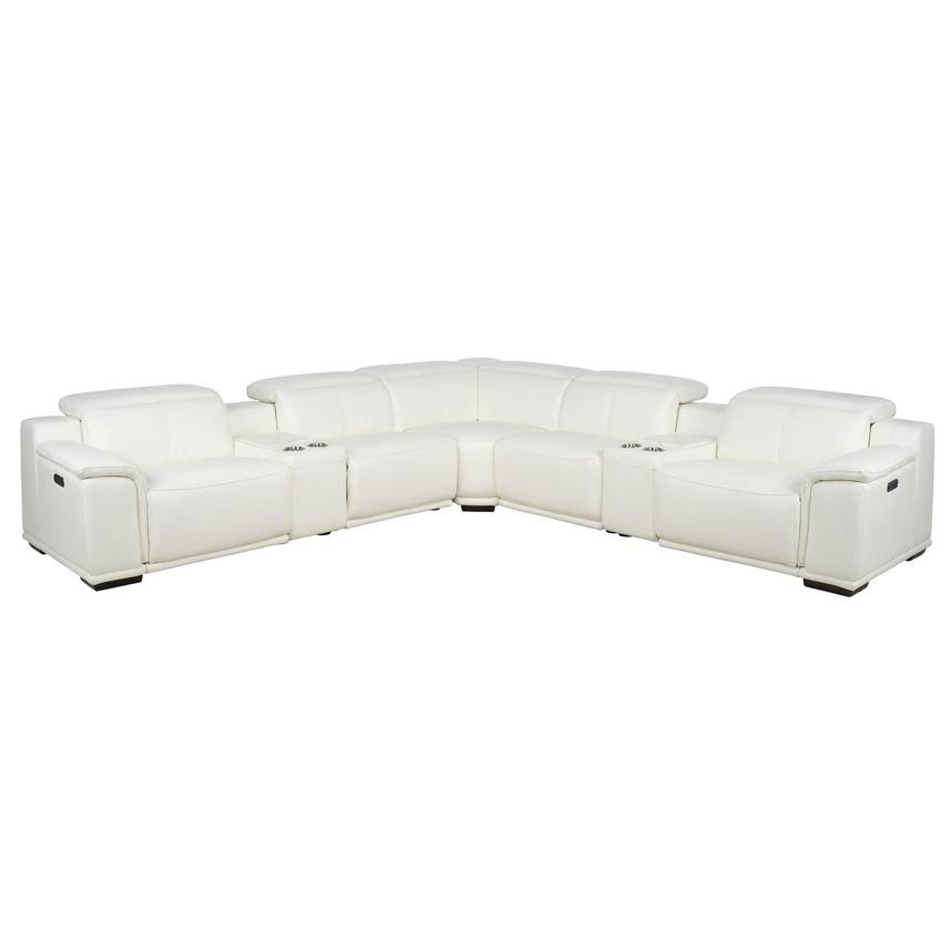 Davis 2.0 White Leather Power Reclining Sectional with 7PCS/3PWR main image, 1 of 13 images.