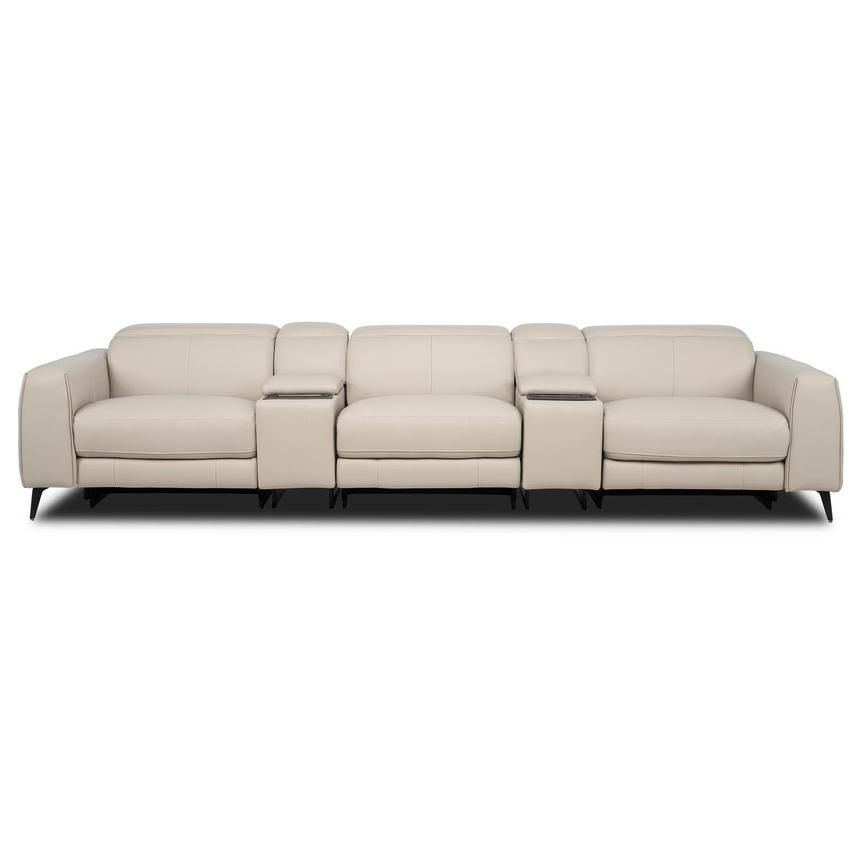 Luke 2.0 Taupe Home Theater Leather Seating with 5PCS/3PWR main image, 1 of 10 images.