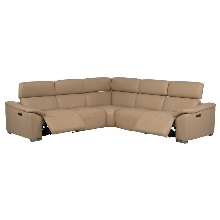 Cordova Dark Cream Leather Power Reclining Sectional with 5PCS/2PWR  alternate image, 2 of 9 images.