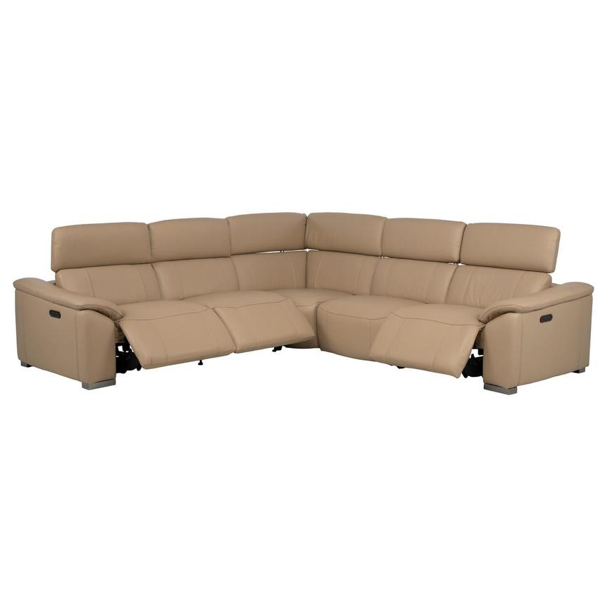 Cordova Dark Cream Leather Power Reclining Sectional with 5PCS/3PWR alternate image, 3 of 9 images.