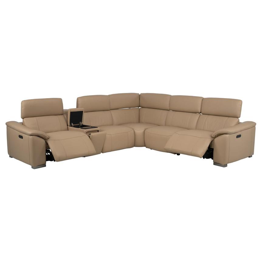 Cordova Dark Cream Leather Power Reclining Sectional with 6PCS/2PWR alternate image, 3 of 10 images.