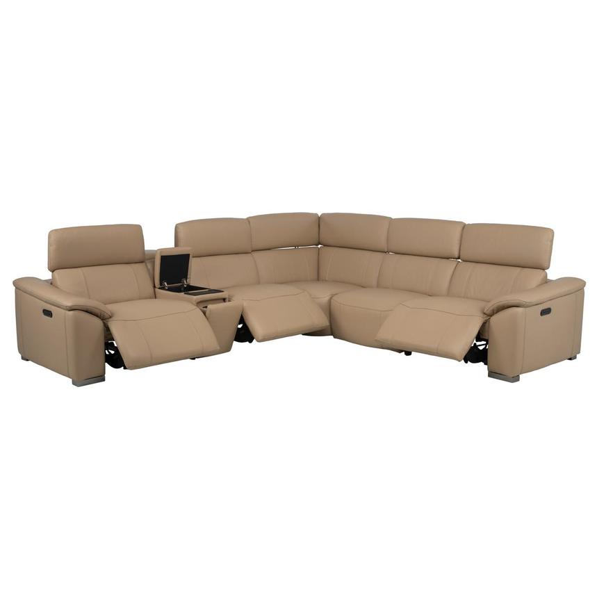 Cordova Dark Cream Leather Power Reclining Sectional with 6PCS/3PWR  alternate image, 3 of 10 images.